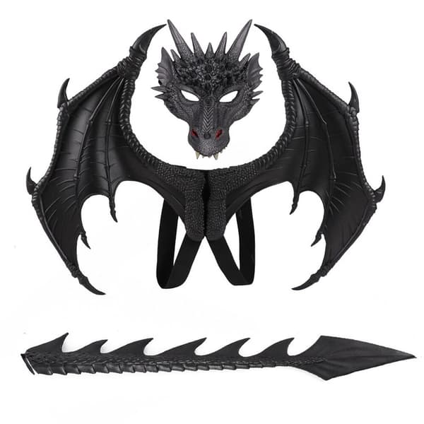 Drakvingar kostym för barn, dinosauriesvans mask set, cosplay c