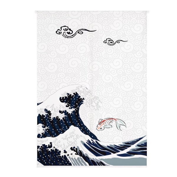 Kala ja aalto japanilainen Feng Shui -sisäänkäyntiverho (aalto, 33 tuumaa