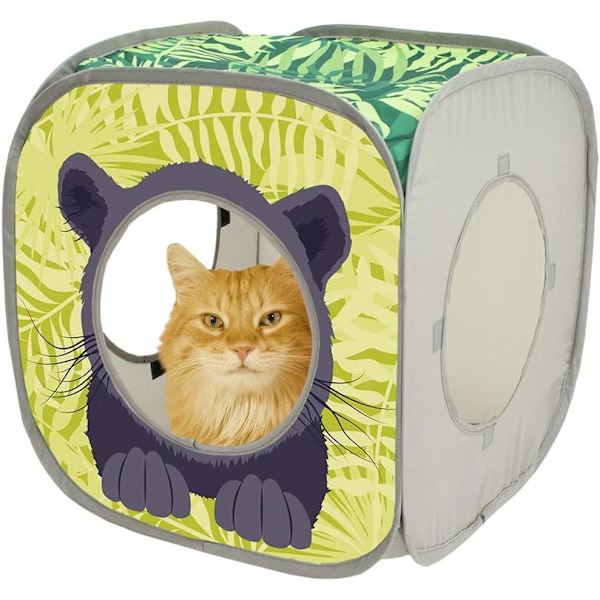 Jungle Cat Cube Combo, Sammenklappelig Kattekube, Katteseng, Tunnel, Ca