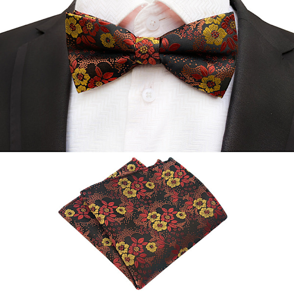 Herre Floral Selvbinder Slips, Lommetørklæde, Sløjfe og Lommetørklæde