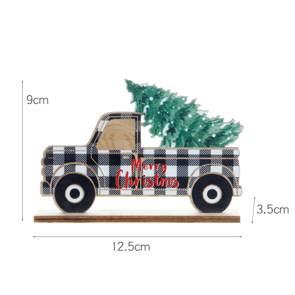 1 Grå Jul Dekorationer Trä Bil Grill Stil Pickup Tabl