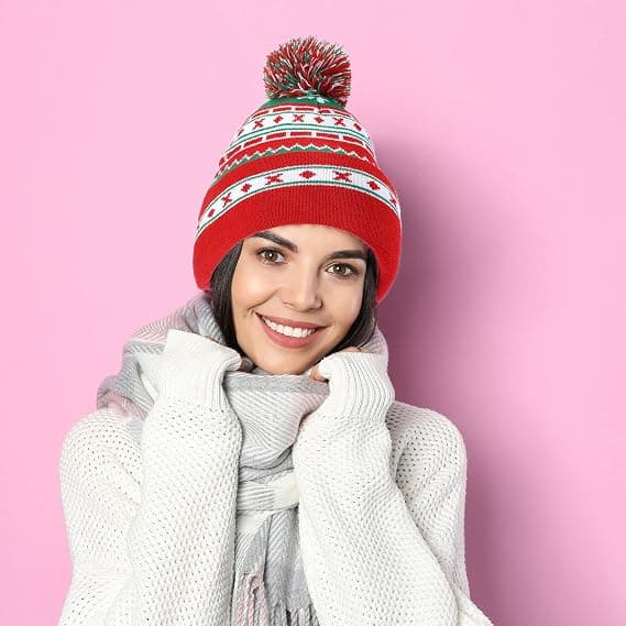 Unisex Julmössa Vinter Stickad Virkad Mössa Tomtemössa för Kvinnor Män