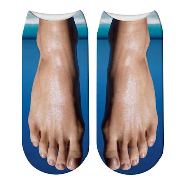 Sæt med 6 par (37-43) 3D-stof flip-flops og sko simulering sokker, sjove og søde sokker, velegnet til vennemøder og delikate aktiviteter