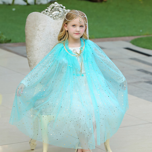 Prinsessklänning utklädningsklänning cape set för flickor 3-8 år gammal
