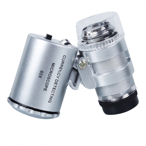 2 stk. Mikroskoper 60X LED Mini Mikroskoper Læse Lup Pock