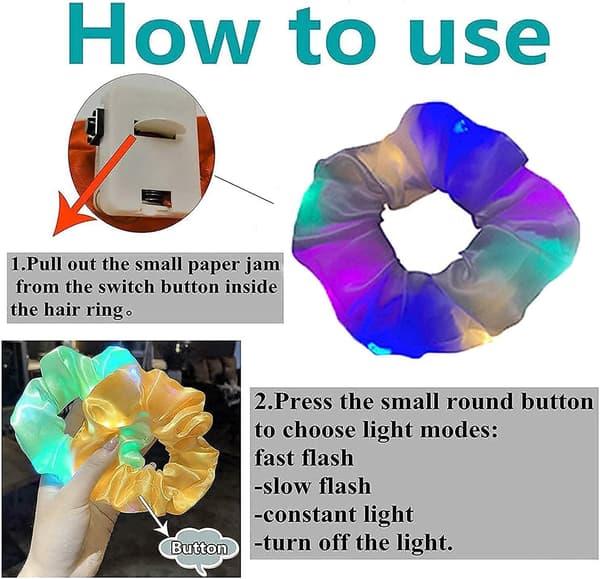LED Lysende Scrunchie 6 Stykker Lysende Elastisk Hårbånd, Glød