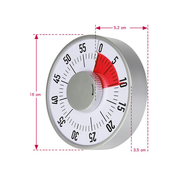 60 minuters visuell timer 6 tum mekanisk nedräkningstimer