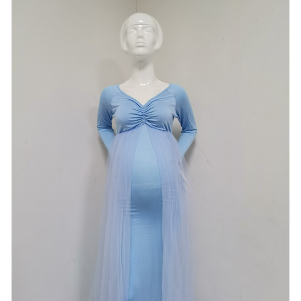 Elegant Maternity Kjole Til Gravide - Slank Pasform Med Lang Hals