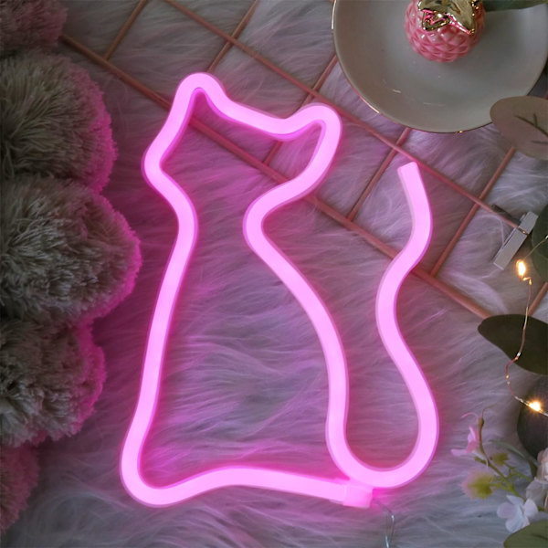 Kat LED Neon Lys Skilte, Batteri eller USB-drevet Vægdekoration til