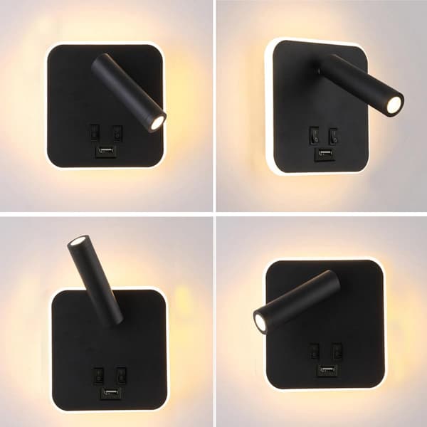 Sengelampe med vegglampe og ladebryter