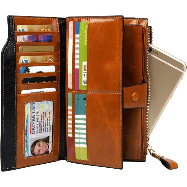 Damplånbok RFID-blockerande äkta lädermyntväska Bifold W