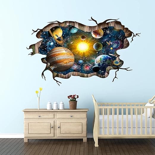 3D Shattered Blue Cosmic Galaxy Wall Decals
