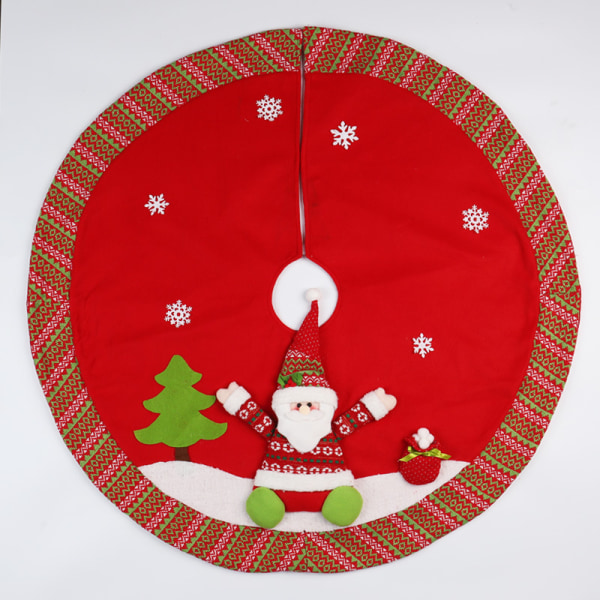 Juletrærskjørt Base Cover Apron Wrap - Julenissen og Snømannen D