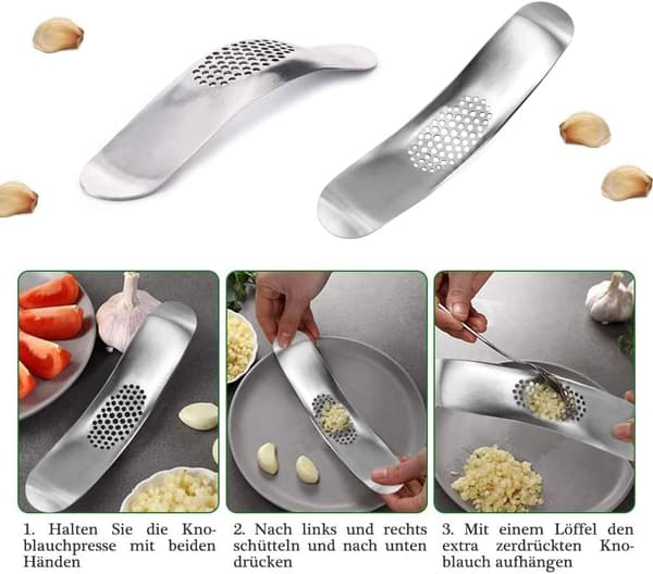 2 stk rustfritt stål hvitløkspresse for å lage hvitløk 19*4cm