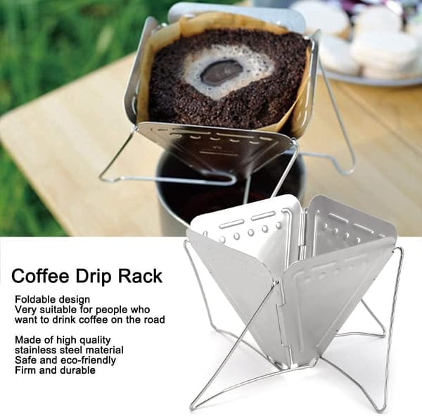 Foldbar kaffefilterholder i rustfrit stål, genanvendelig
