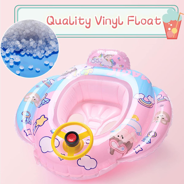 Baby Pool Float, Swimming Float, Uppblåsbar Baby Float med Stee