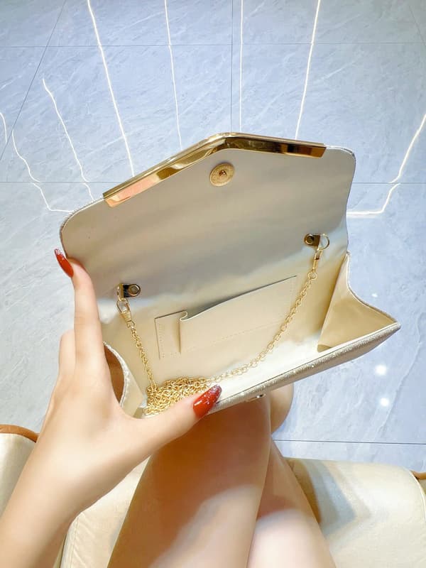 Kvinnors Aftonväskor Glänsande Rosett Clutch Bröllop Glitter Strass Clutch Party, Bal Handväskor