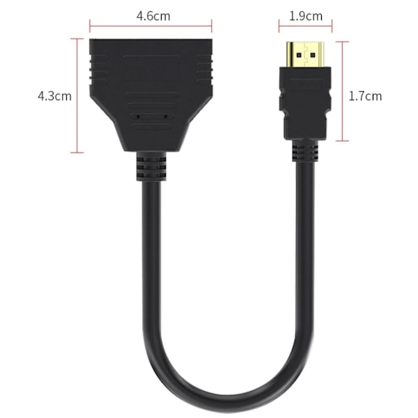 HDMI Splitter Adapter Kabel HDMI Splitter 1 ind 2 ud 1080P
