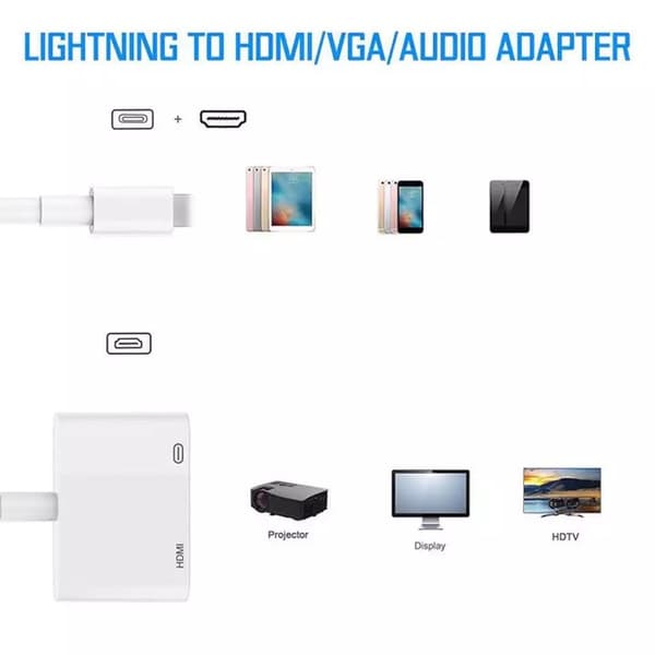 Apple Lightning - HDMI -kaapeli samaan näyttöön