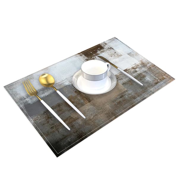 Set med 4 moderne kunstbrikker Turkis og grå kaffebrikke