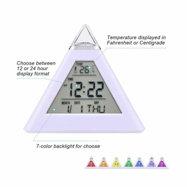 Pyramid LCD-väckarklocka Bordsur Digital termometer Bordsur 7