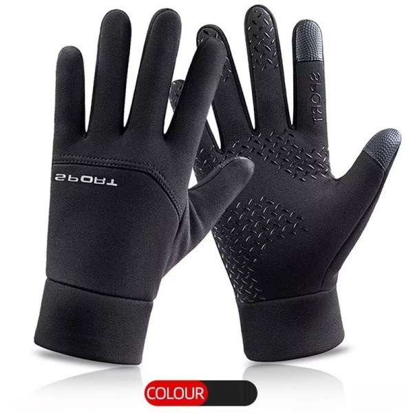 Outdoor padded warm windproof anti-skid riding gloves(black)