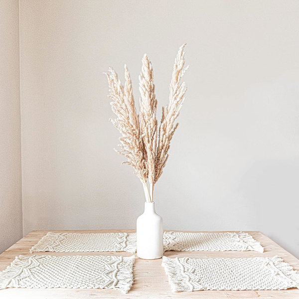 Set med 4 plassmatter - Håndlagde bomullsplassmatter i boho-stil - Moderne Far