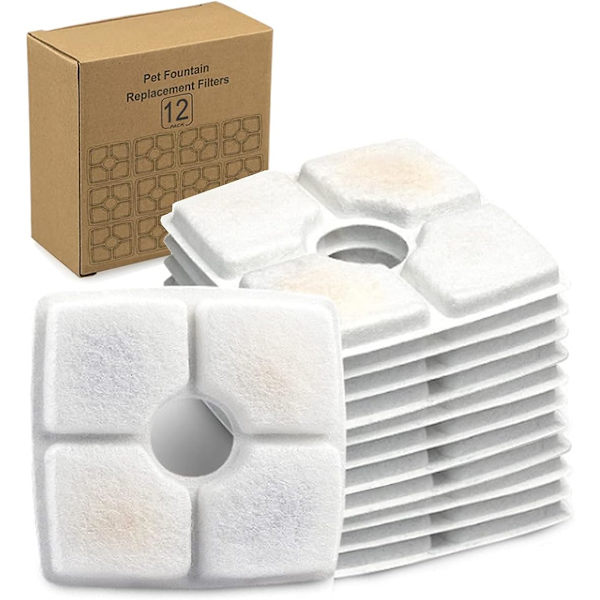 12-pack blomsterfontän kattfilter, ersättningsfilter för katt och hund