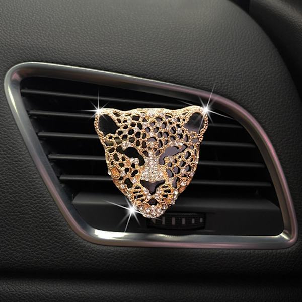 2-pack luftventilationsklämma, kristall leopard bil luftfräschare ventilklämma