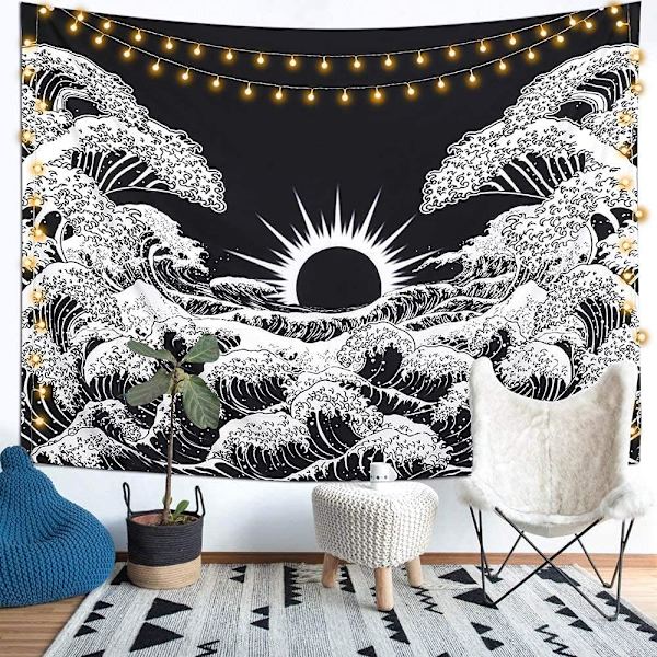 Aaltojen ja auringonlaskun mandala -seinävaate A 180*230cm