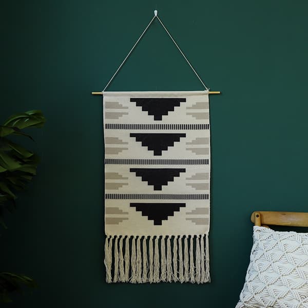 Punottu makramee seinävaate, 50 x 86 cm, erittäin suuri boho