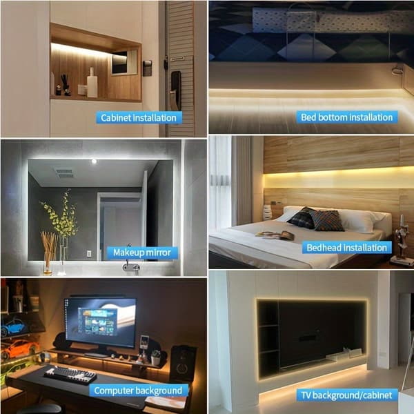 LED-remsa 5V USB LED-lampor Display Skåpsbelysning COB LED-remsa 6500K vitt ljus 3M