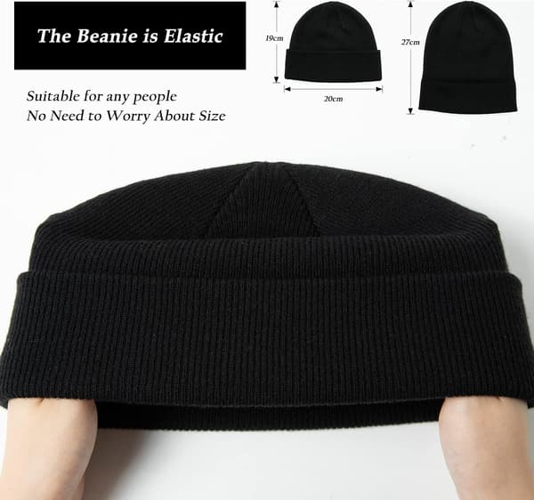 Vinterull Beanie Hat For Menn Strikket Fleece Chunky Hat Thermal