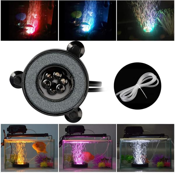 Akvariesten Rund Bubbler med LED-belysning