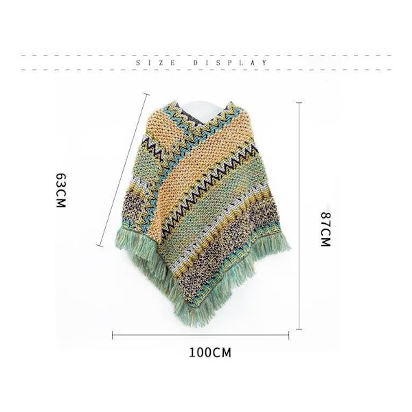 Ponchos för Kvinnor, Damponchos och Sjal Winter Retro Snygg Poncho Sjal för Kvinnor - gulgrön