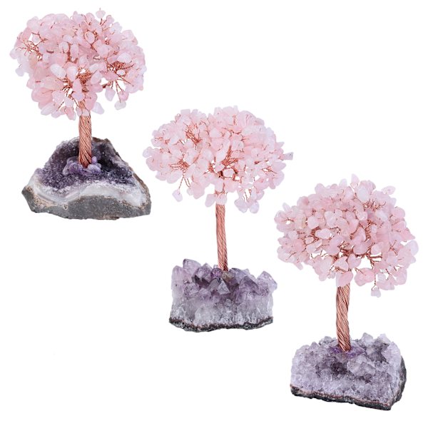 Luonnollinen ametisti kristallikivi rahapuu ametisti kvartsi kristalliryhmän pohjalla Bonsai puu Feng Shui työpöydän koriste vaurauteen ja onneen 4.5\"-6\"