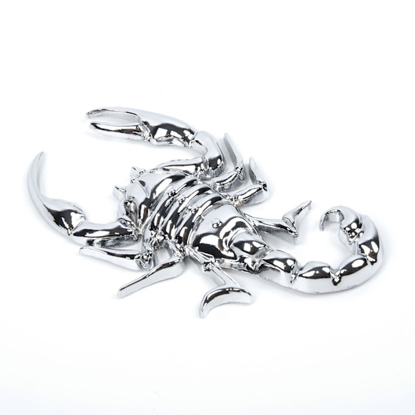 1 stk. Krommetallmerke Emblem Sølv Skorpion 3D Bilhale Bagasjerom