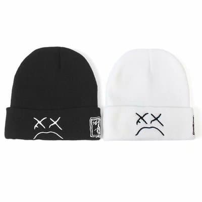 Efterår Vinter Varm Hue Hatte Grådende Ansigt Broderi Hue Cap