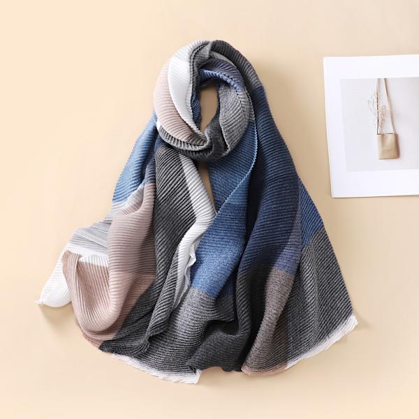 Monivärinen linja sininen polyester puuvilla ruudullinen huivi pitkä paksu sota
