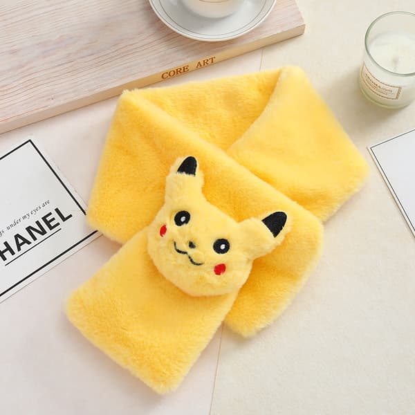 2 gule Pikachu varme skjerf for barn og barn
