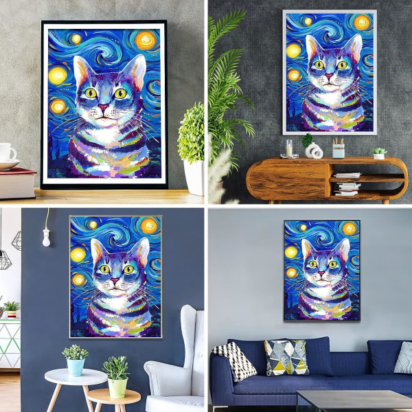 Fantasy Cat Diamond painting Djurdräkt Diamantkonstdräkt Börja