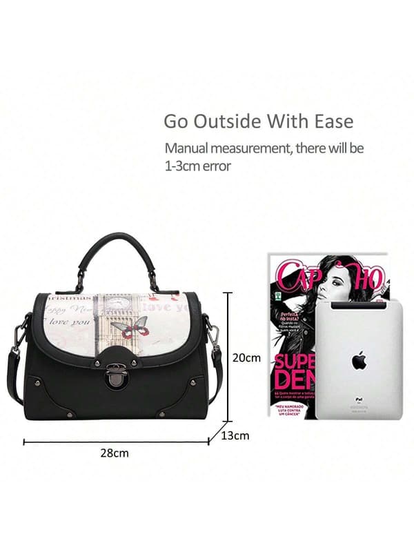 Eleganta Damhandväskor, Axelväskor, Handväskor, Tygväskor, Axelväskor, Crossbody-väska, Axelväska, Multifunktionell, Hållbar, PU-svart black