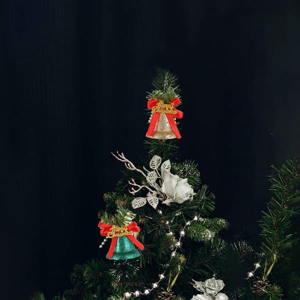 6 kpl joulukellokoristetta rusetilla ja glitterillä
