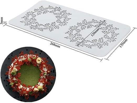 2 hål julkransar, kakspetsform, spets fondantformar, si