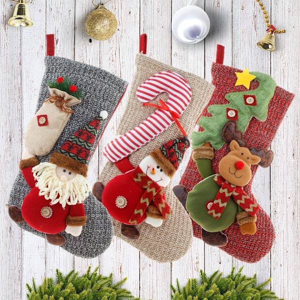 1 st juldekorationer stickad ull stor tomte snögubbe