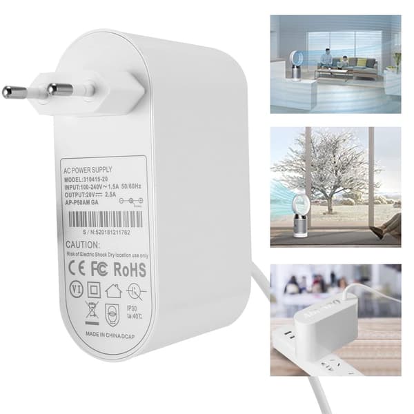 Lader - 1,85 m strømkabel - Adapter - 20 V 2,5 A - Egnet for Dyson Tp04 Tp05 Tp06 Dp04 Bp01ph02 Ph04 Ph09