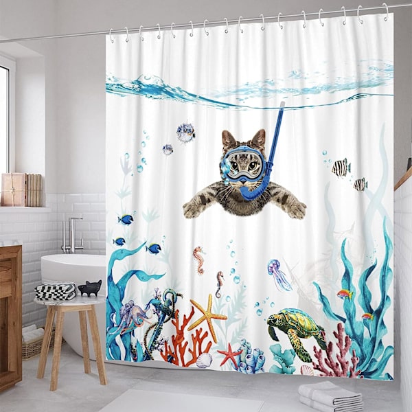 Duschdraperi med 12 krokar 180 x 180 cm