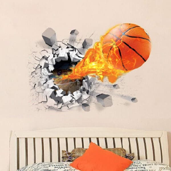3D Basketboll Väggdekaler Revolutionerande Eldboll Väggdekal Vi