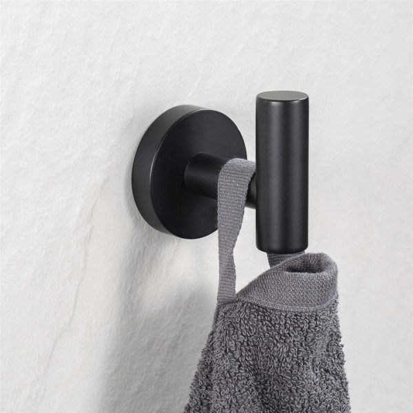 2 st Badrums Hängare SUS 304 Rostfritt Stål Enkel Handduk/Kläd Hängare för Badrum Köket Modern Hotell Stil Väggmonterad - svart