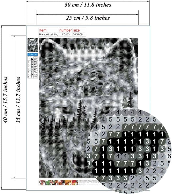 Jungle Wolf diamantmaleri kit, diamantkunst kit til voksne og børn